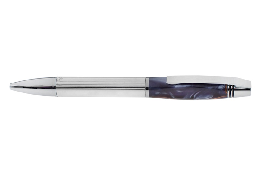 Ballpoint pen silver marbled brown and grey Settelaghi