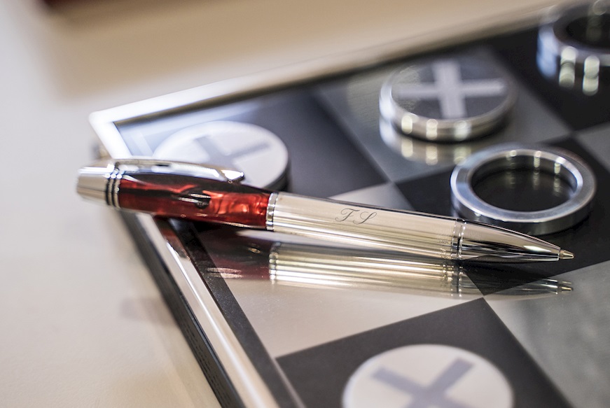 Ballpoint pen silver marbled bordeaux Settelaghi