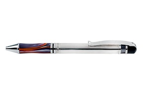 Ballpoint pen silver marbled brown and grey Settelaghi