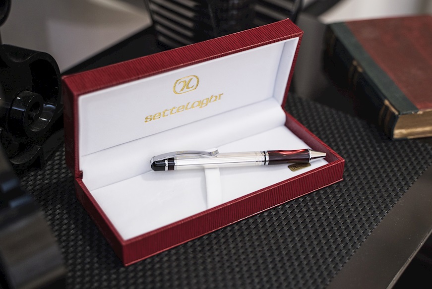 Ballpoint pen silver marbled bordeaux Settelaghi
