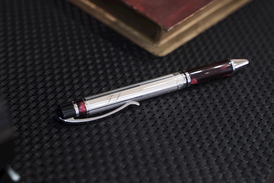Ballpoint pen silver marbled bordeaux Settelaghi