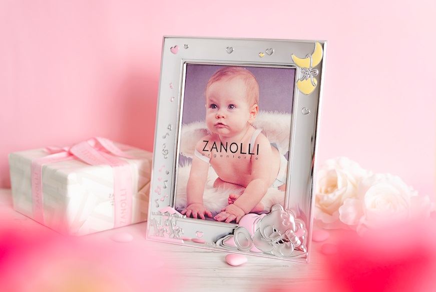 Picture frame Sleepy Teddy Bear pvd Silver pink Selezione Zanolli