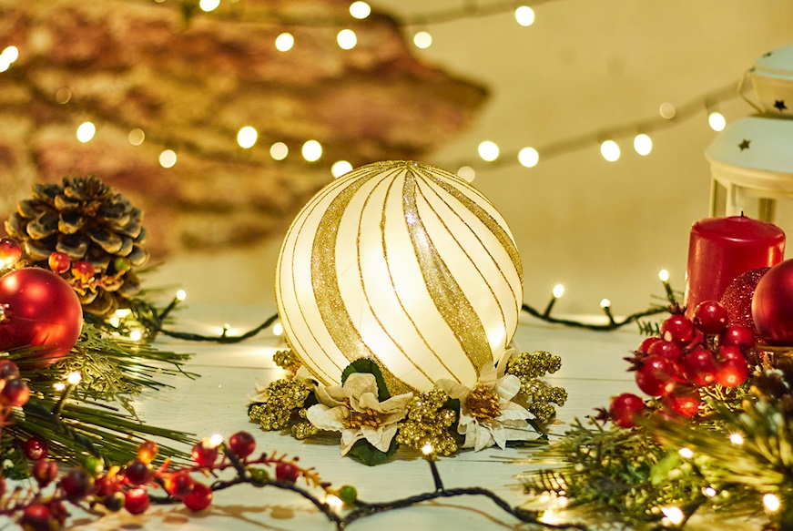 Lume di Natale con decoro oro e luce LED Selezione Zanolli