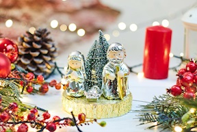 Idea regalo Natale Presepe Classico Luminoso con tronco oro e luce LED Selezione Zanolli