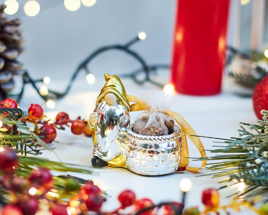Idea regalo Natale Babbo Natale con lenticchie oro Selezione Zanolli