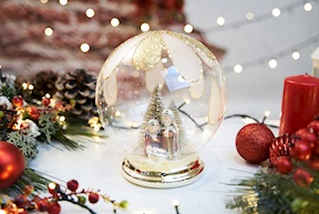 Idea regalo Natale Presepe Luminoso Palla di Vetro con decoro oro e luce LED Selezione Zanolli