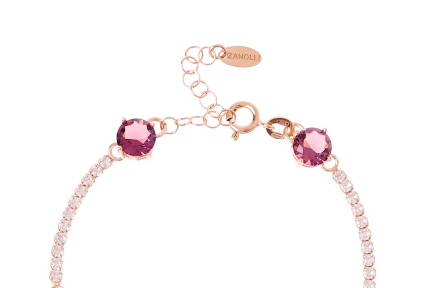 Bracciale argento rosè con zirconi bianchi e cristalli multicolore Selezione Zanolli