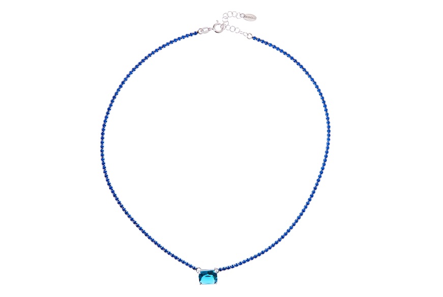 Collana argento con zirconi blu e centrale azzurro Selezione Zanolli