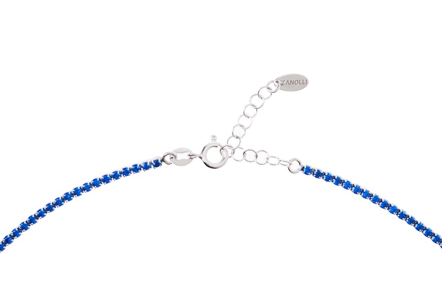 Collana argento con zirconi blu e centrale azzurro Selezione Zanolli