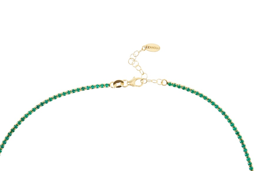 Collana argento dorato con zirconi verdi e centrale verde Selezione Zanolli