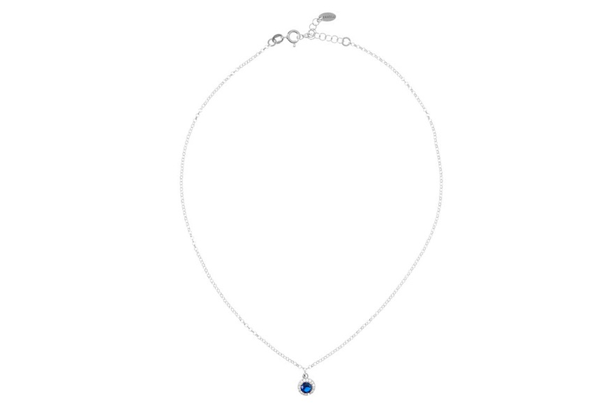 Collana argento e pendente con zirconi bianchi e centrale blu Selezione Zanolli