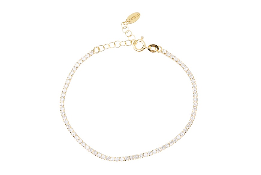 Tennis Bracelet silver gilt with white zircons Selezione Zanolli