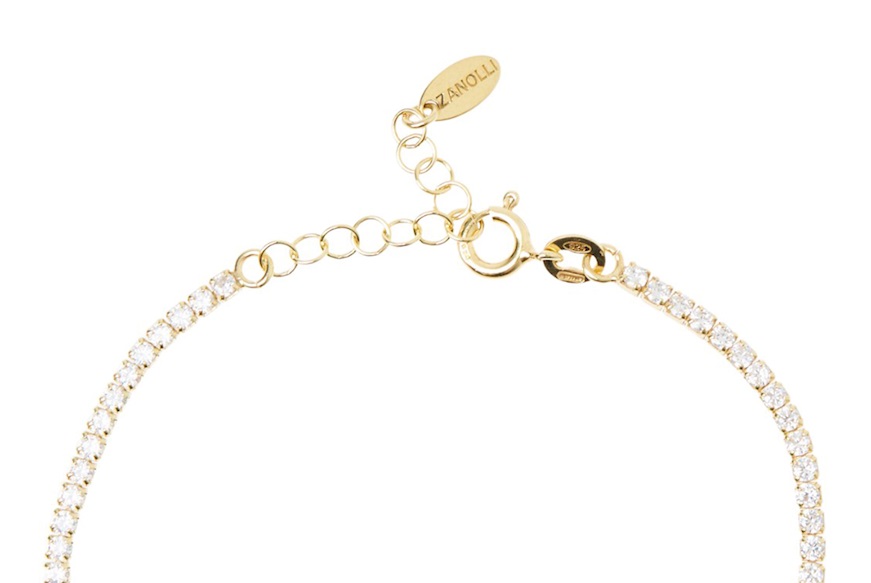 Bracciale Tennis argento dorato con zirconi bianchi Selezione Zanolli