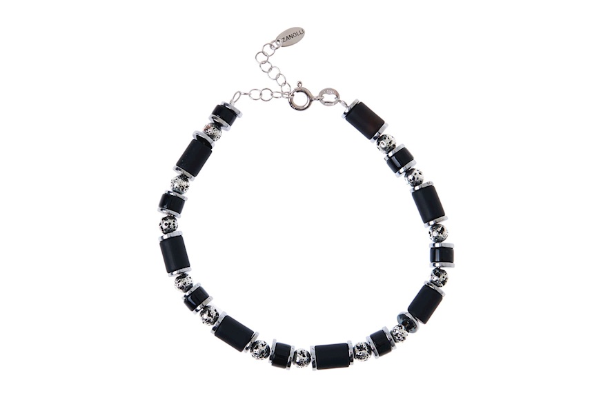 Bracciale argento con onice e pietra lavica ematite Selezione Zanolli