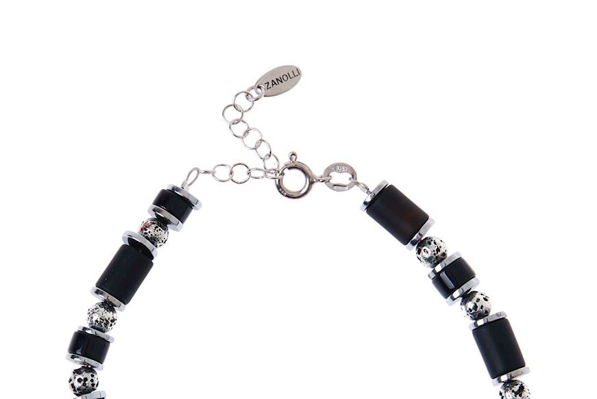 Bracciale argento con onice e pietra lavica ematite Selezione Zanolli