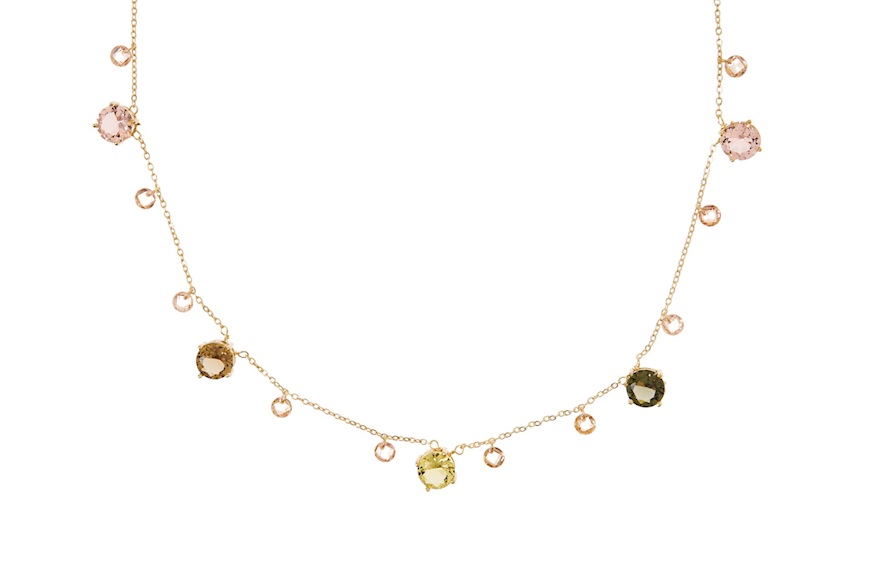 Necklace silver gilt with champagne crystals Selezione Zanolli