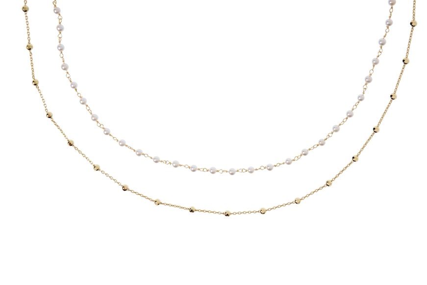 Necklace silver gilt with white pearls Selezione Zanolli