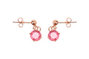 Orecchini argento rosè con pietra rosa Selezione Zanolli