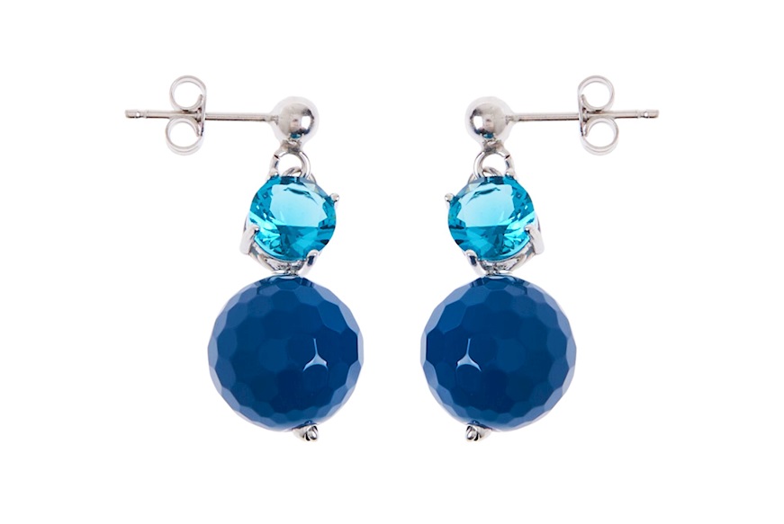 Earrings silver with blue pearl and blue crystal Selezione Zanolli