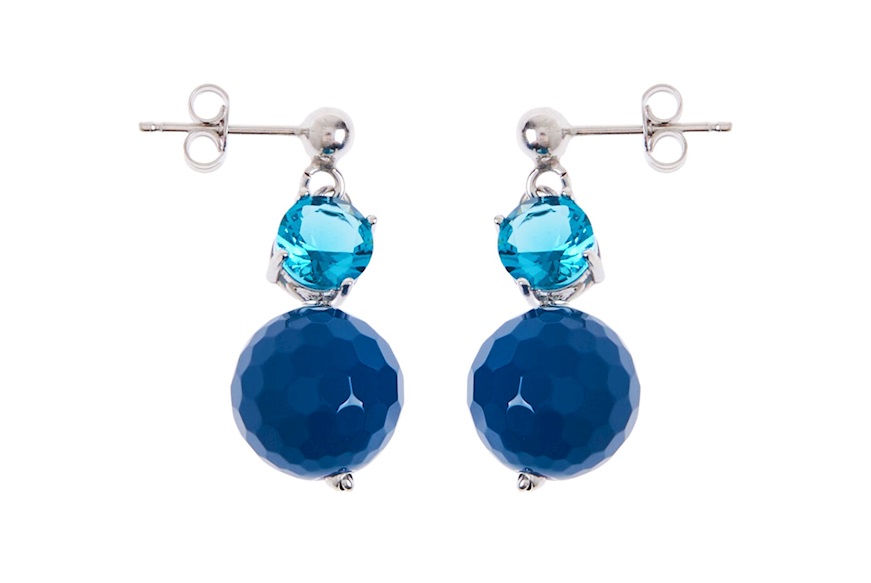 Orecchini argento con perla blu e cristallo celeste Selezione Zanolli