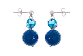 Earrings silver with blue pearl and blue crystal Selezione Zanolli