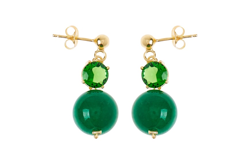 Orecchini argento dorato con perla verde e cristallo verde Selezione Zanolli