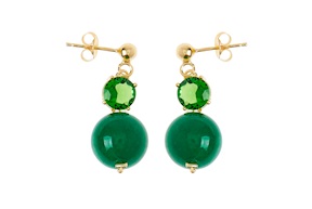Orecchini argento dorato con perla verde e cristallo verde