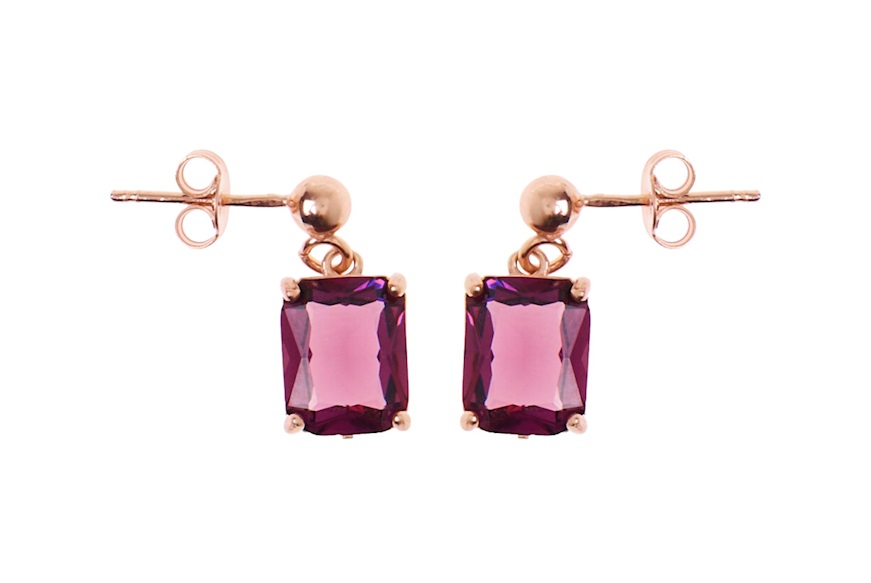 Orecchini argento rosè con zircone porpora Selezione Zanolli