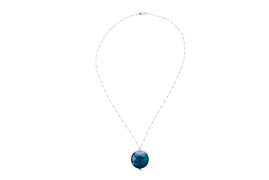 Collana argento rosè con pendente cobalto Selezione Zanolli