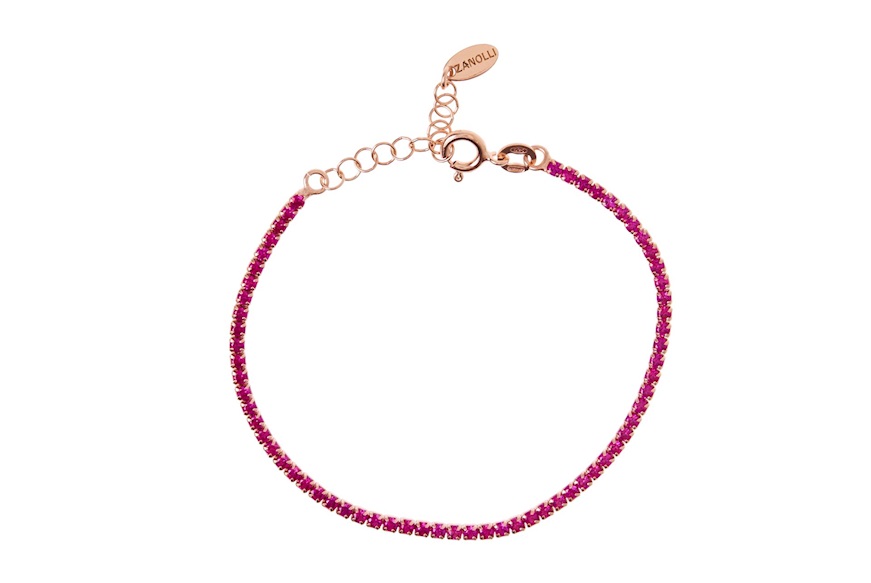 Tennis Bracelet silver rosè with fuchsia zircons Selezione Zanolli