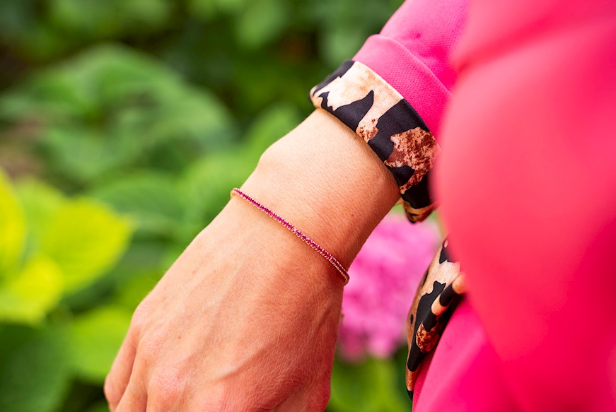 Bracciale Tennis argento rosè con zirconi fuxia Selezione Zanolli