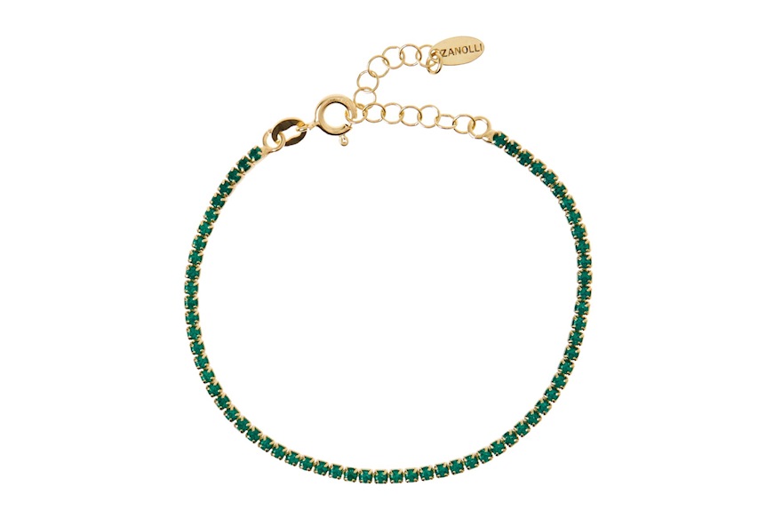 Bracciale Tennis argento dorato con zirconi verdi Selezione Zanolli