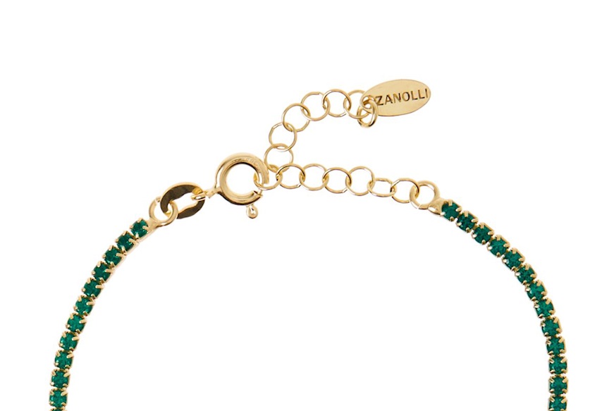 Bracciale Tennis argento dorato con zirconi verdi Selezione Zanolli