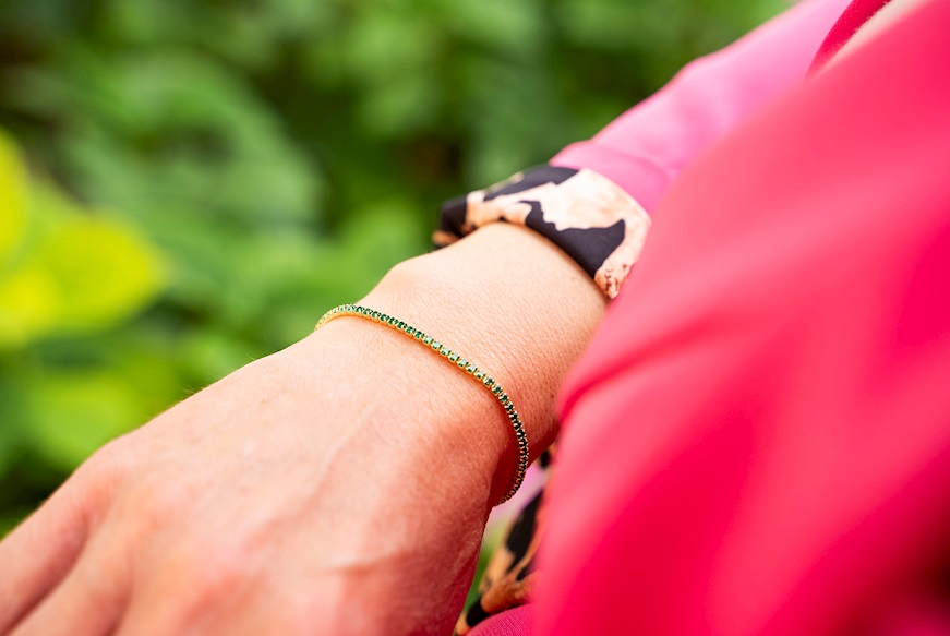 Bracciale Tennis argento dorato con zirconi verdi Selezione Zanolli
