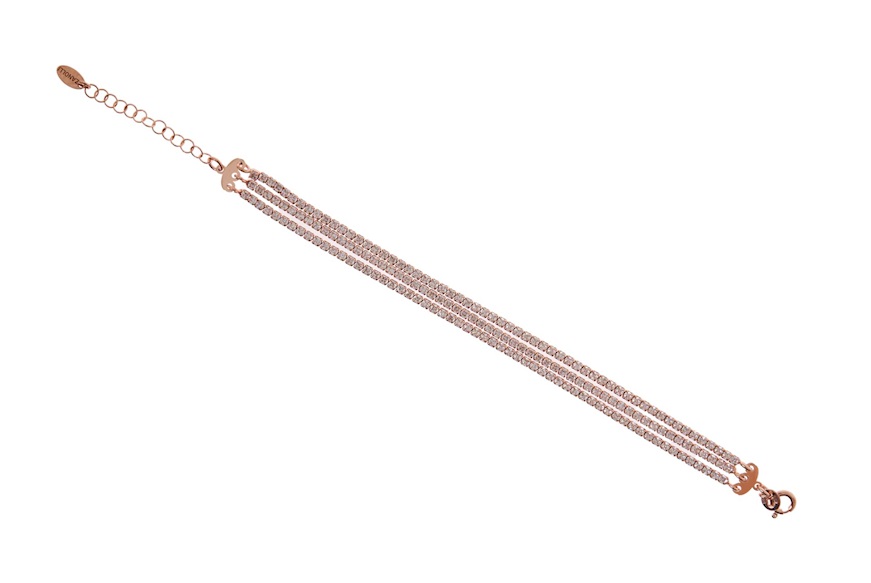 Bracciale argento rosè con 3 fili di zirconi bianchi Selezione Zanolli