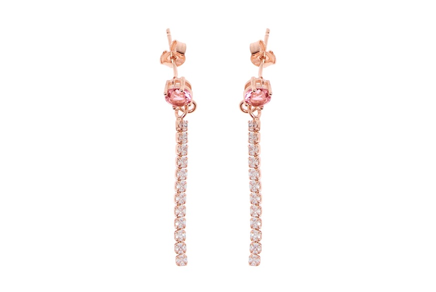 Earrings silver rosè with pink stone and white zircons Selezione Zanolli