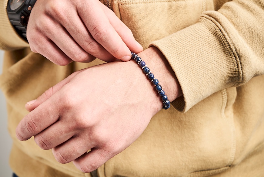 Elastic bracelet silver with lava stone Selezione Zanolli