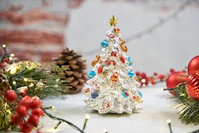 Idea regalo Natale Carillon albero di Natale con decori azzurri e rossi Selezione Zanolli