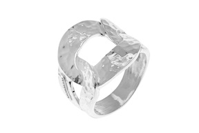 Ring Chain silver with hammered rings Selezione Zanolli