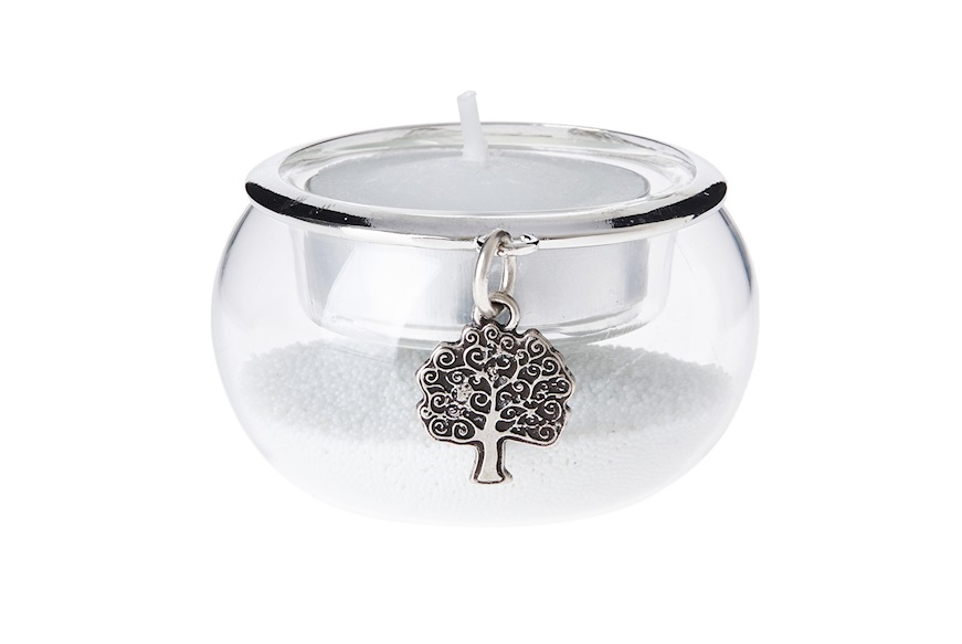 White Candle Holder with Tree of Life pendant Selezione Zanolli