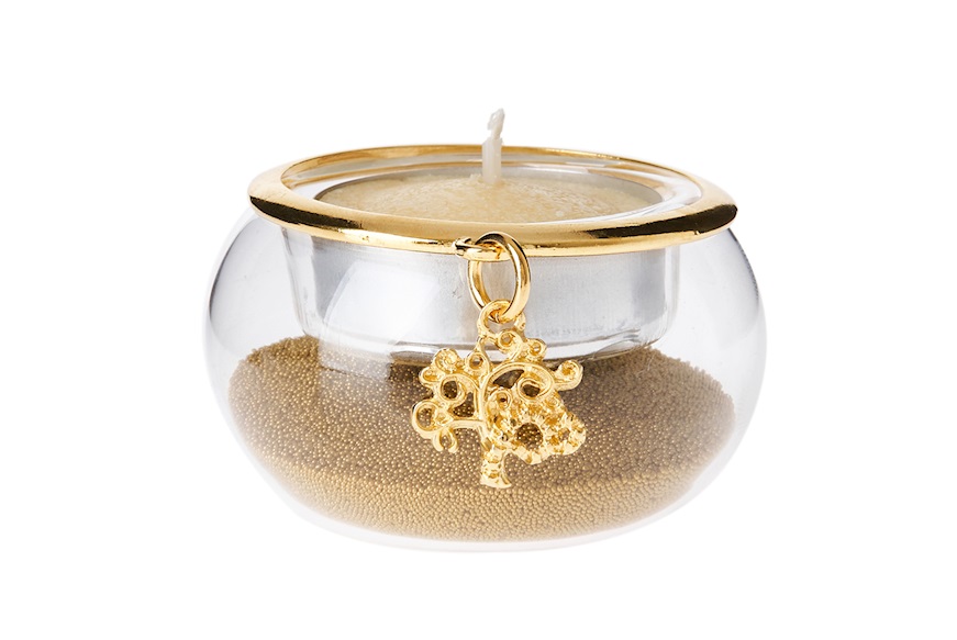 Gold Candle Holder with Tree of Life pendant Selezione Zanolli