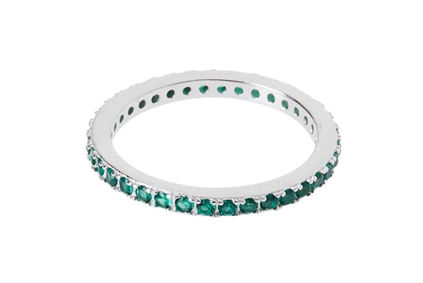 Ring Luce silver with emerald zircons Sovrani
