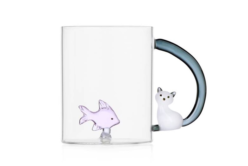 Mug Tabby Cat Pink Fish and White Cat Ichendorf