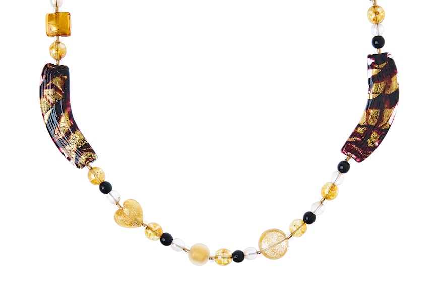 Necklace Happyness gold and black Antica Murrina