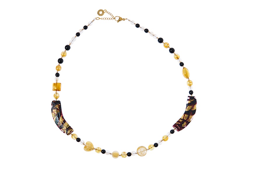 Necklace Happyness gold and black Antica Murrina