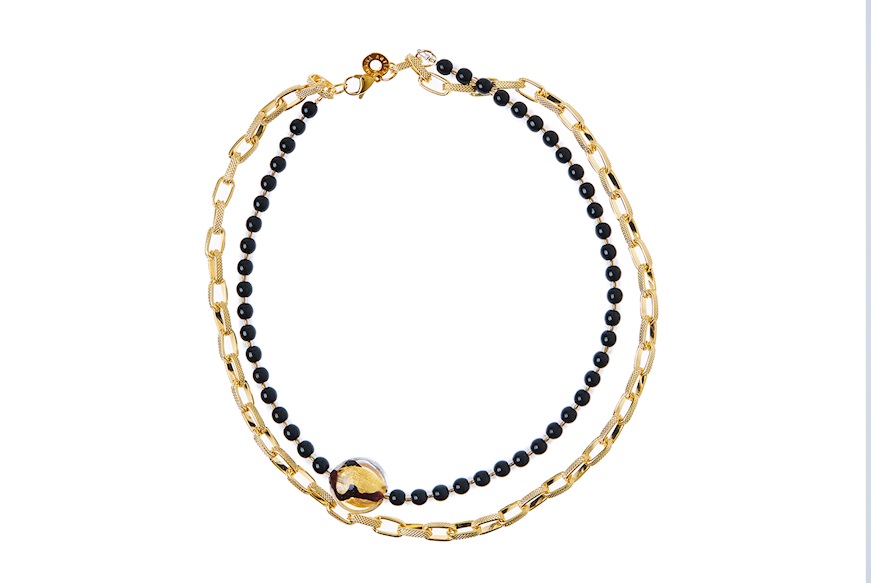 Necklace Passion gold and black Antica Murrina
