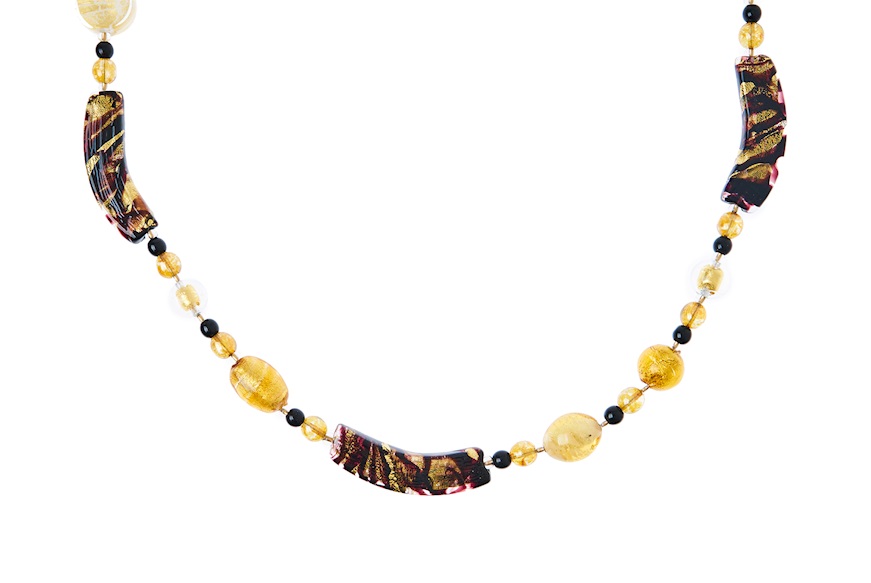 Necklace Happyness gold and black Antica Murrina