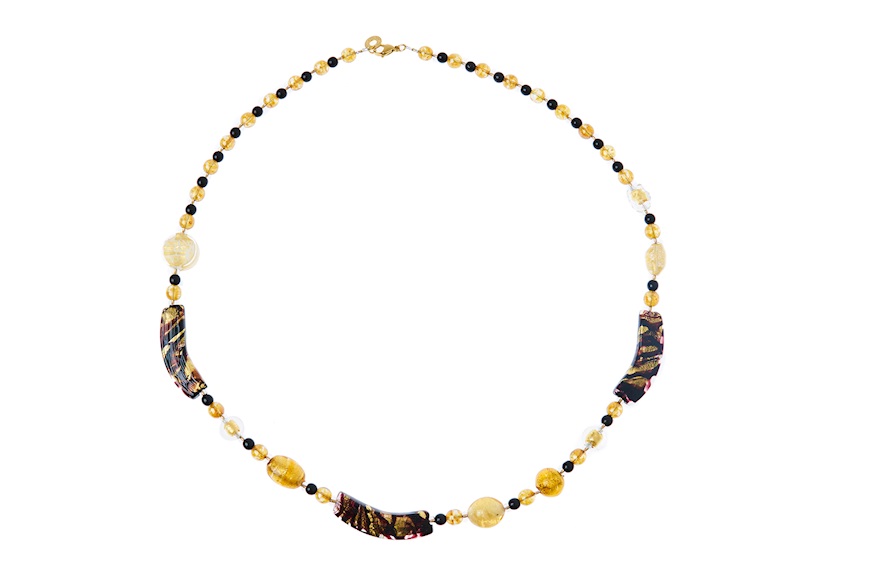 Necklace Happyness gold and black Antica Murrina