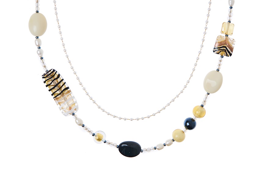 Necklace Hope gold and black Antica Murrina