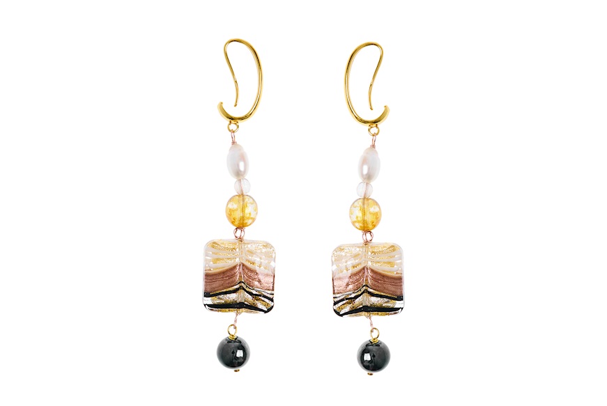 Earrings Hope gold and black Antica Murrina